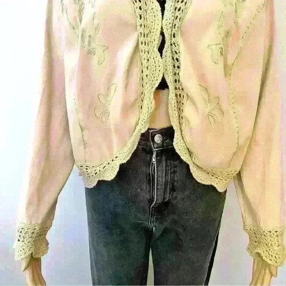 Vintage Y2K Boho Western Pattern Earthy Festival Blouse Top with Crotchet - Picture 3 of 14